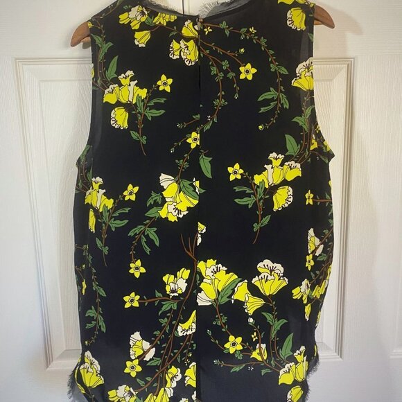 Who What Wear - Black Sheer Blouse with Yellow Flowers - Picture 6 of 10